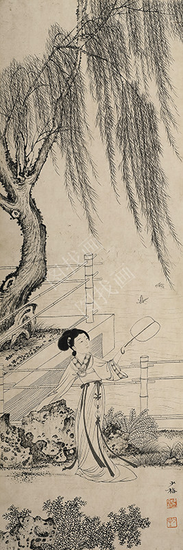 近现代写意人物画《人物四条屏》(2) -69×23cm